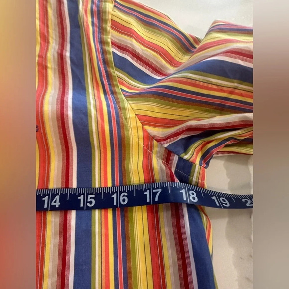 Lauren by Ralph Lauren Multi-Color Striped Button Up Cotton Blouse SZ S M0342 - Picture 7 of 9